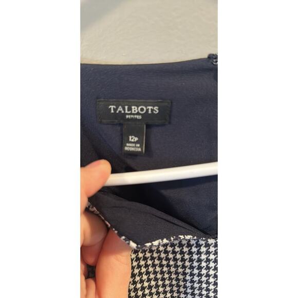 12P Talbots Houndstooth Navy dress - Picture 3 of 3
